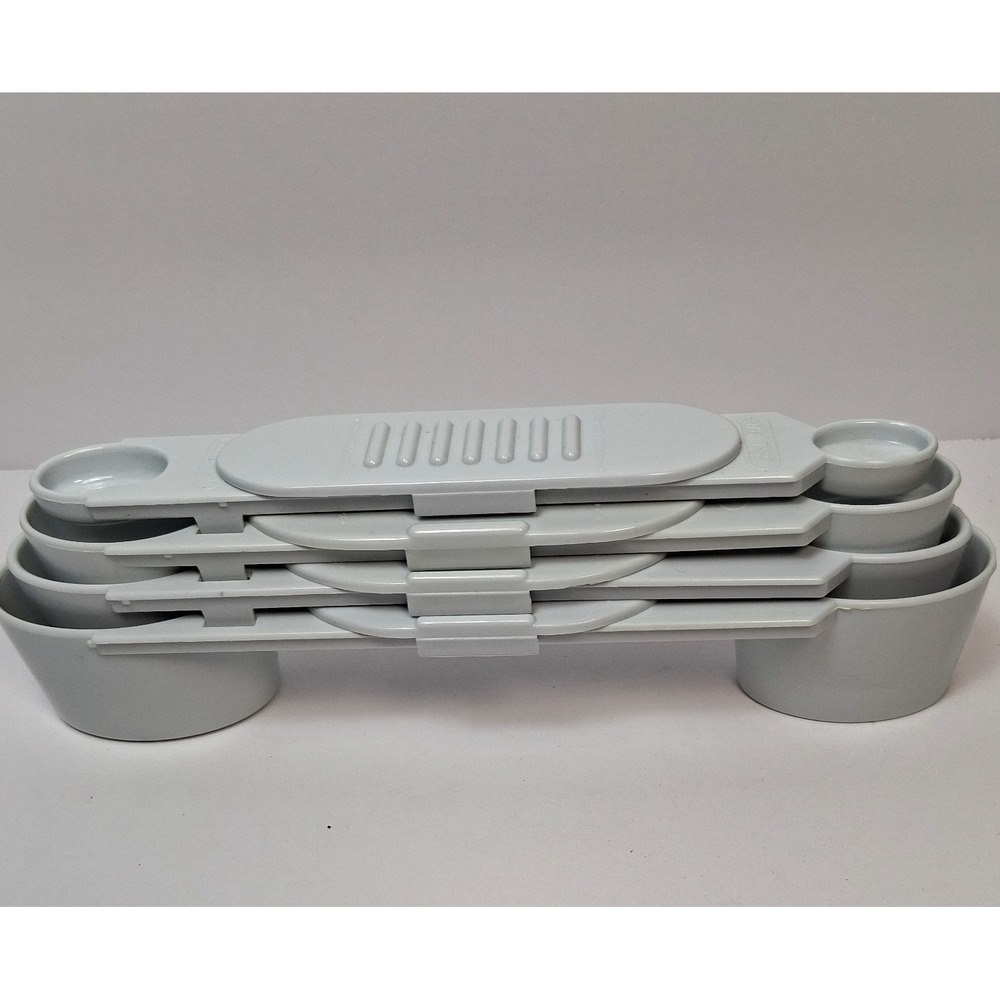Weight Watchers Vintage Double Sided White Plastic Measuring Spoon Set Nesting